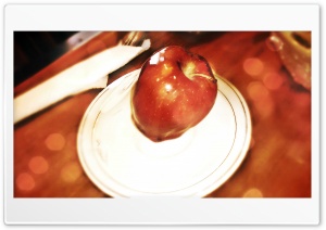 apple in plate 4K UHD Wallpaper for Widescreen and UltraWide Desktop, UltraHD TV, Smartphone, Tablet