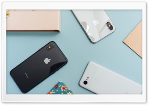 Apple iPhones Smartphones Flat Lay Ultra HD Wallpaper for 4K UHD Widescreen desktop, tablet & smartphone