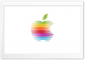 Apple Rainbow Logo on White Background 4K UHD Wallpaper for Widescreen and UltraWide Desktop, UltraHD TV, Smartphone, Tablet