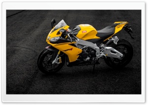 Aprilia RSV4 Yellow Motorcycle On Road Ultra HD Wallpaper for 4K UHD Widescreen desktop, tablet & smartphone