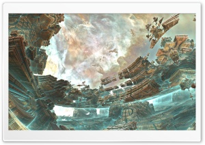 Aqua Space Shipyard - 3D Fractal Art Ultra HD Wallpaper for 4K UHD Widescreen desktop, tablet & smartphone