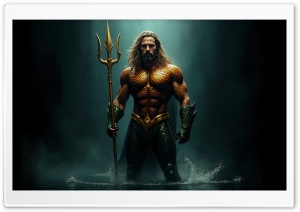 Aquaman with His Trident in the Water 4K UHD Wallpaper for Widescreen and UltraWide Desktop, UltraHD TV, Smartphone, Tablet
