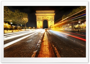 Arc de Triomphe At Night Ultra HD Wallpaper for 4K UHD Widescreen desktop, tablet & smartphone