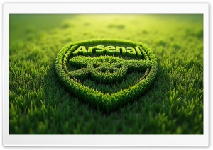 Arsenal FC Logo Made From Green Grass 4K UHD Wallpaper for Widescreen and UltraWide Desktop, UltraHD TV, Smartphone, Tablet
