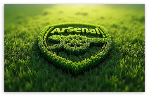 Arsenal FC Logo Made From Green Grass UltraHD Wallpaper for Widescreen 16:10 ;