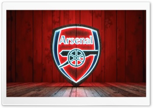 Arsenal FC Wooden Logo 4K UHD Wallpaper for Widescreen and UltraWide Desktop, UltraHD TV, Smartphone, Tablet