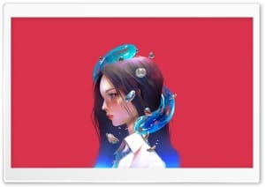 Artistic Girl Portrait Illustration Style 4K UHD Wallpaper for Widescreen and UltraWide Desktop, UltraHD TV, Smartphone, Tablet
