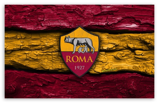 AS Roma Wooden Logo UltraHD Wallpaper for Widescreen 16:10 ;