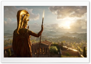 Assassins Creed Odyssey Ubisoft Greece statue Alexios Spartans video game Ultra HD Wallpaper for 4K UHD Widescreen desktop, tablet & smartphone