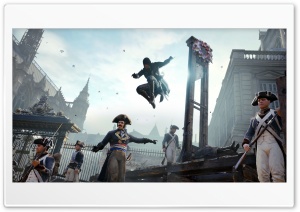 Assassins Creed Unity Attacking 4K UHD Wallpaper for Widescreen and UltraWide Desktop, UltraHD TV, Smartphone, Tablet