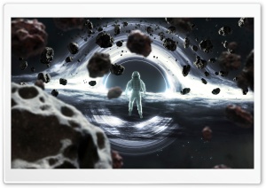 Astronaut in Front of a Black Hole 4K UHD Wallpaper for Widescreen and UltraWide Desktop, UltraHD TV, Smartphone, Tablet
