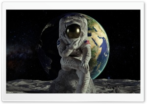 Astronaut on the Moon Victory Ultra HD Wallpaper for 4K UHD Widescreen desktop, tablet & smartphone