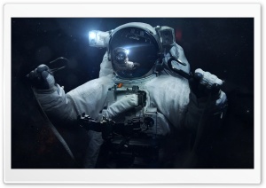 Astronaut Operating in the Vacuum of Space 4K UHD Wallpaper for Widescreen and UltraWide Desktop, UltraHD TV, Smartphone, Tablet