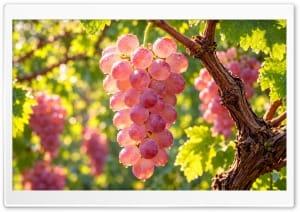 Autumn Joy - Macro Pink Grapes in Morning Sun 4K UHD Wallpaper for Widescreen and UltraWide Desktop, UltraHD TV, Smartphone, Tablet