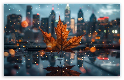 Autumn, Leaf, City, Bokeh UltraHD Wallpaper for HD 16:9 ; UltraWide 21:9 24:10 ; Widescreen 16:10 5:3 ; Fullscreen 4:3 5:4 3:2 ; Tablet 1:1 ; Mobile 9:16 9:19.5 9:20 10:16 2:3 3:5 3:4 ;