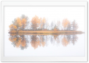 Autumn Trees Island Reflection Ultra HD Wallpaper for 4K UHD Widescreen desktop, tablet & smartphone