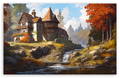 Autumn, Warrior, Quest, Traveler, Fantasy, Stream UltraHD Wallpaper for HD 16:9 ; Widescreen 16:10 5:3 ;