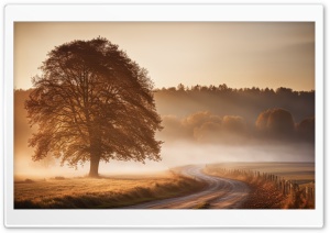 Autumn's Canvas Misty Mornings and Country Roads Ultra HD Wallpaper for 4K UHD Widescreen Desktop, Lockscreen, Screensaver, TV, Tablet, Smartphone