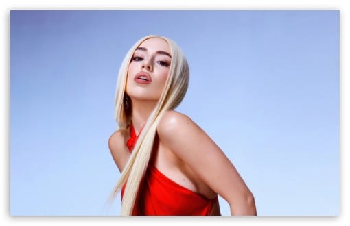 Ava Max Iconic Red Dress Outfit UltraHD Wallpaper for UHD 16:9 ; HD 16:9 ; UltraWide 21:9 24:10 32:9 32:10 ; Widescreen 16:10 ; Tablet 1:1 ; Mobile 9:16 9:19.5 9:20 ; Dual 16:10 16:9 ;