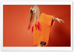 Avril Lavigne in Orange - Fashion Photoshoot 4K UHD Wallpaper for Widescreen and UltraWide Desktop, UltraHD TV, Smartphone, Tablet