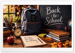 Back to School - New Year, New Goals, New Adventures 4K UHD Wallpaper for Widescreen and UltraWide Desktop, UltraHD TV, Smartphone, Tablet