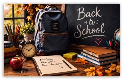 Back to School - New Year, New Goals, New Adventures UltraHD Wallpaper for UHD 16:9 ; HD 16:9 ; UltraWide 21:9 24:10 ; Widescreen 16:10 ;