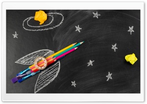 Back To School - Spaceship, Stars, Planets Ultra HD Wallpaper for 4K UHD Widescreen desktop, tablet & smartphone