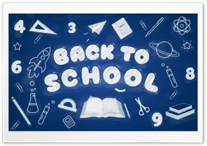 Back to School Blue Blackboard Ultra HD Wallpaper for 4K UHD Widescreen desktop, tablet & smartphone