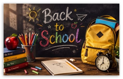 Back to School Classroom with Backpack and School Supplies UltraHD Wallpaper for UHD 16:9 ; HD 16:9 ; Widescreen 16:10 ;