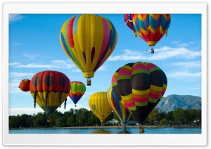 Balloons, Flying, River Ultra HD Wallpaper for 4K UHD Widescreen desktop, tablet & smartphone