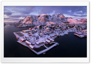Ballstad village, Lofoten islands, Norway, Winter Ultra HD Wallpaper for 4K UHD Widescreen desktop, tablet & smartphone