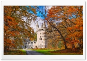 Balmoral Castle Scotland in Autumn Historic Castle 4K UHD Wallpaper for Widescreen and UltraWide Desktop, UltraHD TV, Smartphone, Tablet