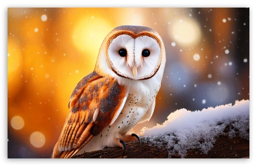 Barn Owl in Golden Winter Light UltraHD Wallpaper for UHD 16:9 ; HD 16:9 ; Widescreen 16:10 5:3 ; Fullscreen 4:3 5:4 3:2 ; Tablet 1:1 ; Mobile 3:4 ;