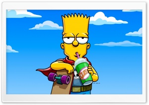 Bart Simpson Drinking Squishee 4K UHD Wallpaper for Widescreen and UltraWide Desktop, UltraHD TV, Smartphone, Tablet