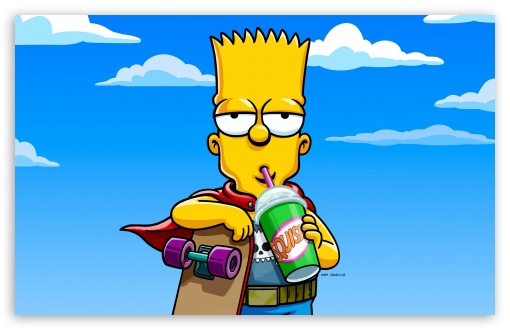 Bart Simpson Drinking Squishee UltraHD Wallpaper for UHD 16:9 ; HD 16:9 ; Widescreen 16:10 5:3 ; Fullscreen 4:3 5:4 3:2 ; Tablet 1:1 ; Mobile 9:16 10:16 2:3 3:5 3:4 ;