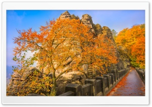 Bastei Bridge, Autumn Ultra HD Wallpaper for 4K UHD Widescreen desktop, tablet & smartphone
