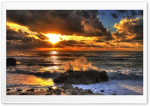 Beach at Sunset Ultra HD Wallpaper for 4K UHD Widescreen desktop, tablet & smartphone