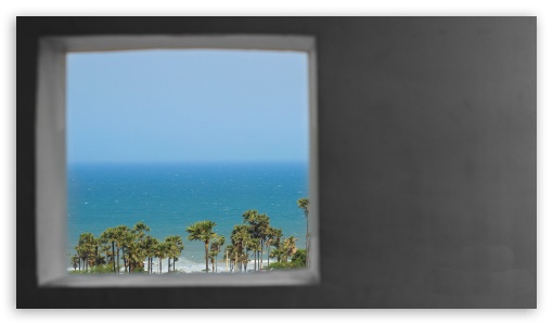 Beach Bliss through a Window UltraHD Wallpaper for UHD 16:9 ; HD 16:9 ;