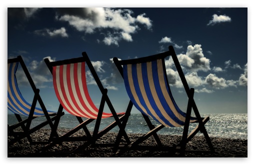 Beach Chairs On The Beach UltraHD Wallpaper for HD 16:9 ; Widescreen 16:10 5:3 ; Fullscreen 4:3 5:4 3:2 ;