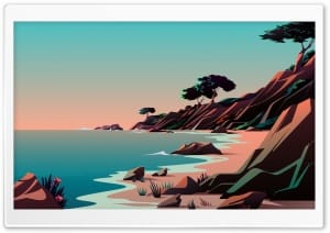 Beach Illustration 4K UHD Wallpaper for Widescreen and UltraWide Desktop, UltraHD TV, Smartphone, Tablet