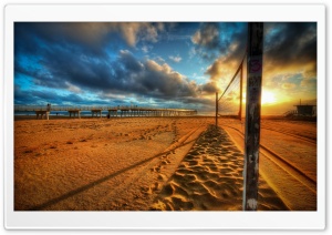 Beach Pier Sea Sunset Ultra HD Wallpaper for 4K UHD Widescreen Desktop, Lockscreen, Screensaver, TV, Tablet, Smartphone