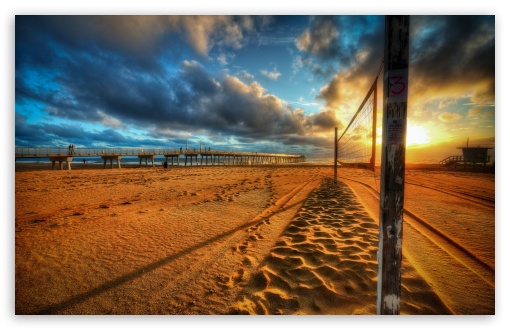 Beach Pier Sea Sunset UltraHD Wallpaper for HD 16:9 ; Widescreen 16:10 5:3 ;