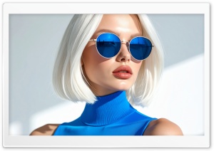 Beautiful Blonde Girl, Sunglasses, Blue, Summer 4K UHD Wallpaper for Widescreen and UltraWide Desktop, UltraHD TV, Smartphone, Tablet
