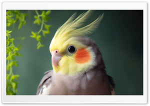 Beautiful Cockatiel Parrot Portrait Art Ultra HD Wallpaper for 4K UHD Widescreen desktop, tablet & smartphone