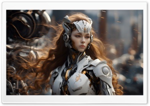 Beautiful Cyborg Girl with Long Hair, Sci-fi Ultra HD Wallpaper for 4K UHD Widescreen desktop, tablet & smartphone