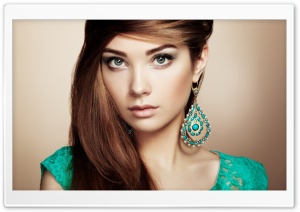 Beautiful Girl, Green Earrings, Outfit Ultra HD Wallpaper for 4K UHD Widescreen desktop, tablet & smartphone