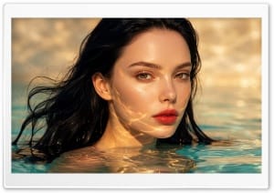 Beautiful Girl Relaxing in the Water 4K UHD Wallpaper for Widescreen and UltraWide Desktop, UltraHD TV, Smartphone, Tablet