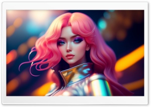 Beautiful Girl with Pink Hair Artwork Ultra HD Wallpaper for 4K UHD Widescreen desktop, tablet & smartphone