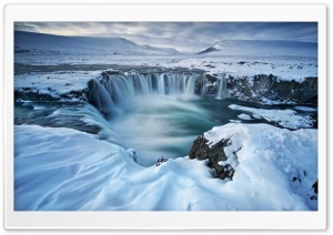 Beautiful Iceland Godafoss Waterfall Winter Snow Ultra HD Wallpaper for 4K UHD Widescreen desktop, tablet & smartphone