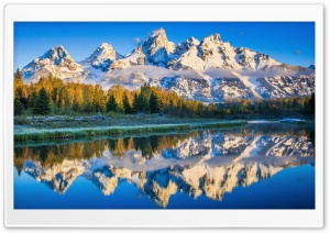 Beautiful Mountainscape, Mountain Lake with Blue Sky Reflection 4K UHD Wallpaper for Widescreen and UltraWide Desktop, UltraHD TV, Smartphone, Tablet